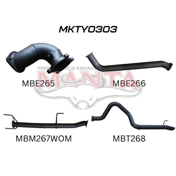 Manta - HDJ100 4.2L TD WAGON 3in WITHOUT CENTRE MUFFLER & WITH REAR TAIL - (MKTY0303)
