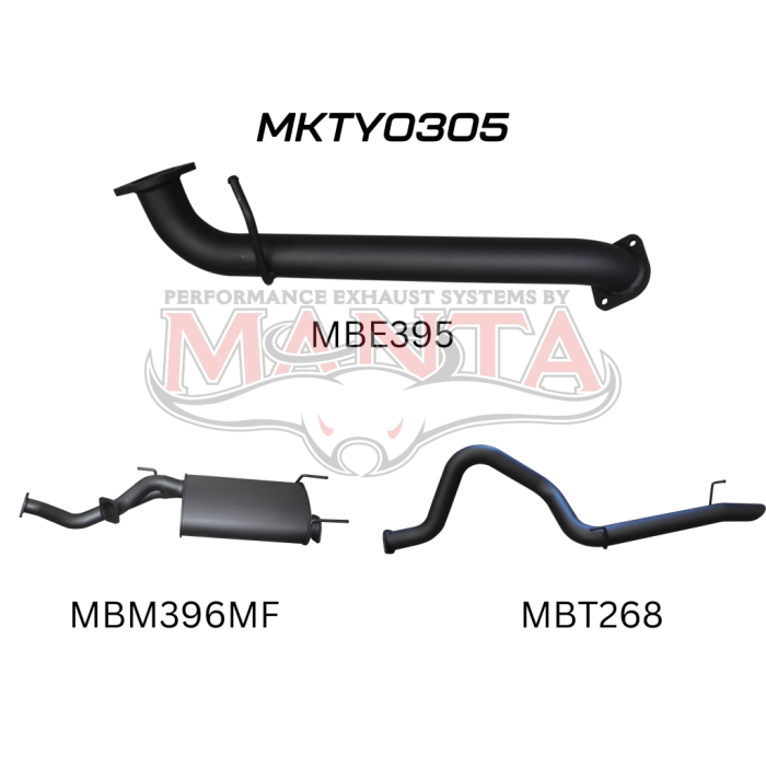 Manta - UZJ100 LANDCRUISER 4.7L V8 3in CAT-BACK EXHAUST WITH CENTRE MUFFLER & REAR TAILPIPE - (MKTY0305)