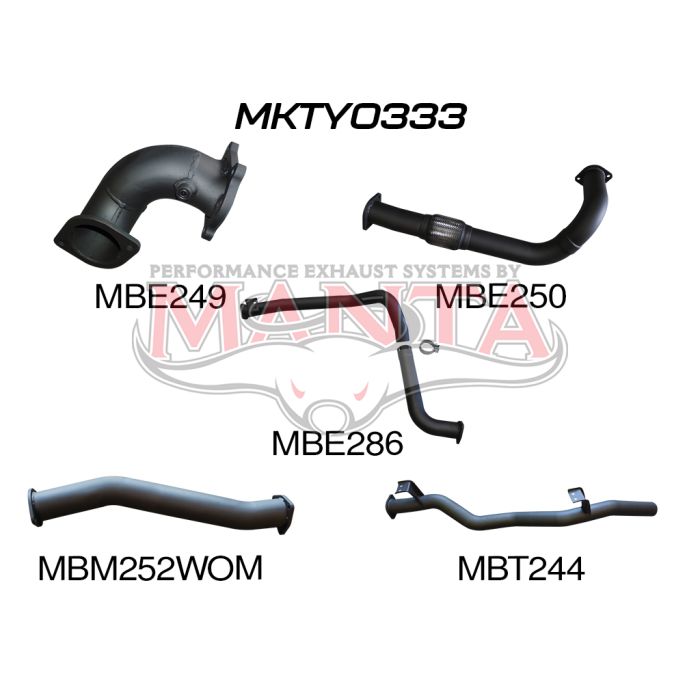 Manta - Toyota Landcruiser HDJ78 & HZJ75 4.2L TROOPY 3in TURBO BACK, NO CAT, WOM - (MKTY0333)