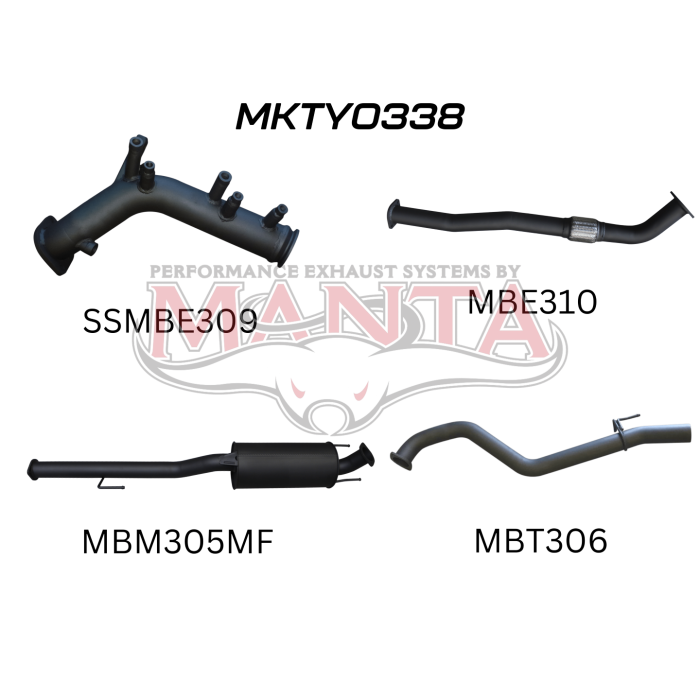 Manta - HILUX GUN125R 2.4L Turbo Back 3in Muffler NO Cat - (MKTY0338)