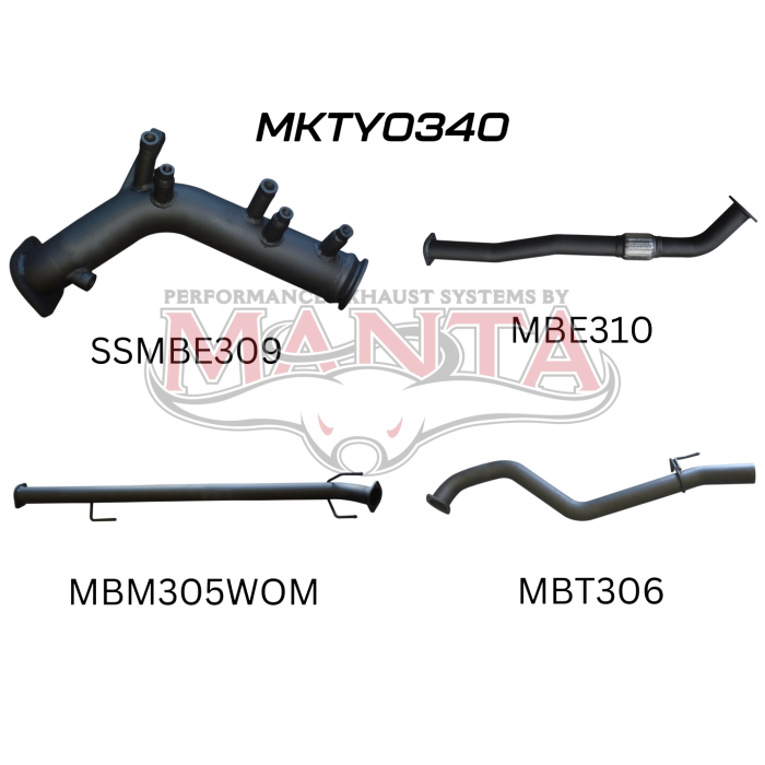 Manta - HILUX GUN125R 2.4L Turbo Back 3in WOM NO Cat - (MKTY0340)