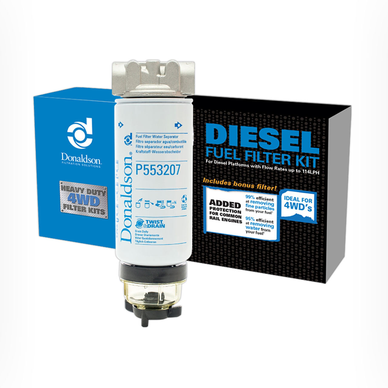 P903074 Diesel Fuel Filter Kit With Priming Pump 13 Micron Flow Rate Maax.220lph