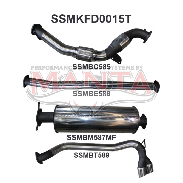 Manta - Ford PX Ranger 3.2L With Cat Twin Tip Side Exit - (SSMKFD0015T)