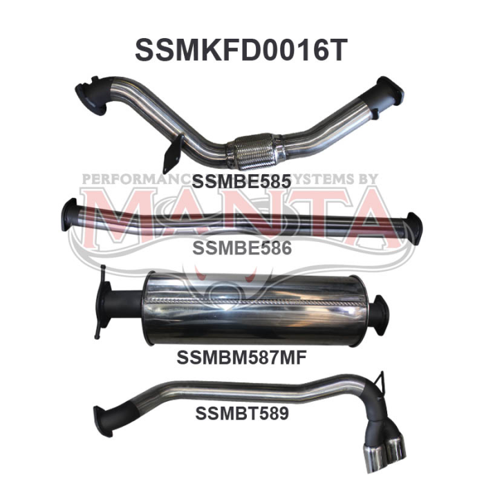 Manta - Ford PX Ranger 3.2L Without Cat Twin Tip Side Exit - (SSMKFD0016T)