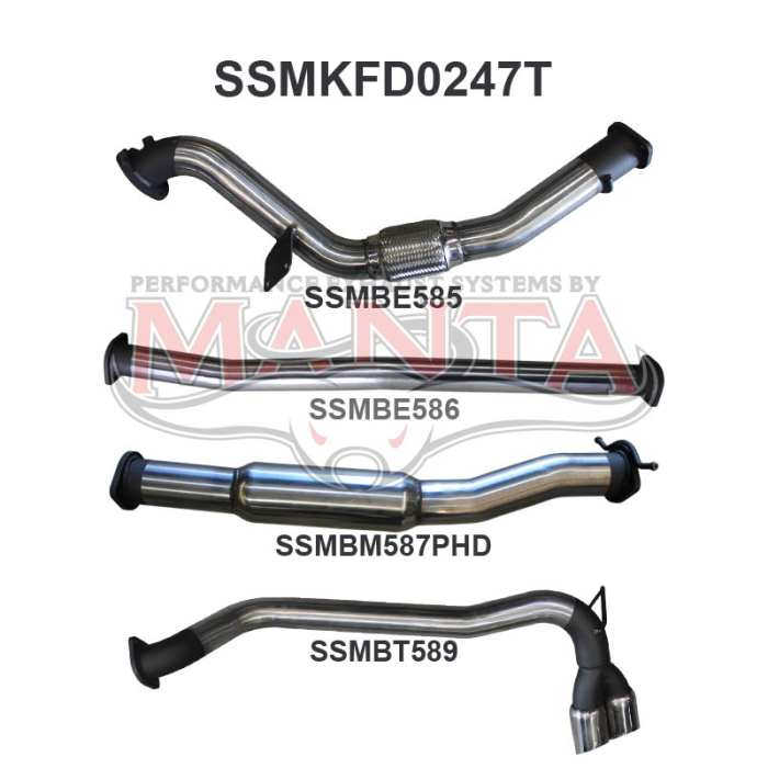 Manta - Ford PX Ranger 3.2L Without Cat, Hotdog Twin Tip Side Exit - (SSMKFD0247T)