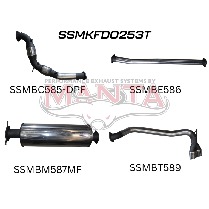 Manta - Ford PX2 Ranger 3.2L Turbo Back With Cat Twin Tip Side Exit - (SSMKFD0253T)