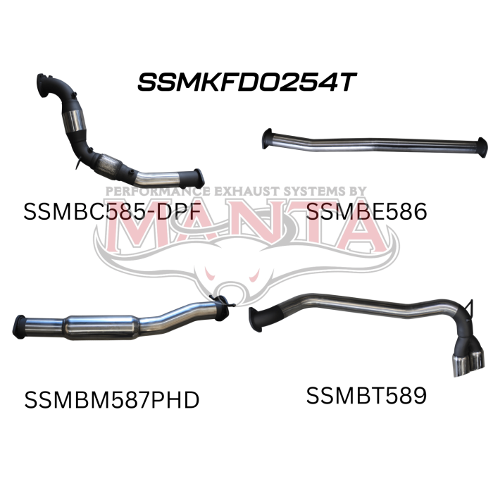 Manta - Ford PX2 Ranger 3.2L Turbo Back With Cat, Hotdog Twin Tip Side Exit - (SSMKFD0254T)
