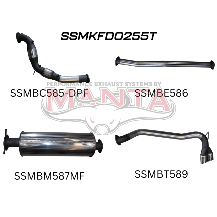 Manta - Ford PX2 Ranger 3.2L Turbo Back Without Cat Twin Tip Side Exit - (SSMKFD0255T)