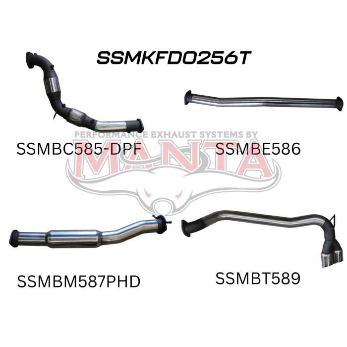 Manta - Ford PX2 Ranger 3.2L Turbo Back Without Cat, Hotdog Twin Tip Side Exit - (SSMKFD0256T)