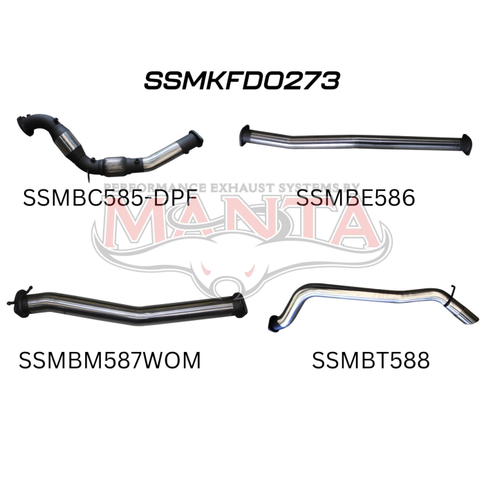 Manta - Ford PX2 Ranger 3.2L Turbo Back With Cat & Without Muffler - (SSMKFD0273)