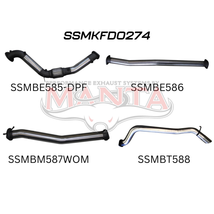Manta - Ford PX2 Ranger 3.2L Turbo Back Without Cat & Without Muffler - (SSMKFD0274)