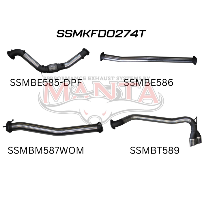 Manta - Ford PX2 Ranger 3.2L Turbo Back Without Cat & Without Muffler, twin side tips - (SSMKFD0274T)