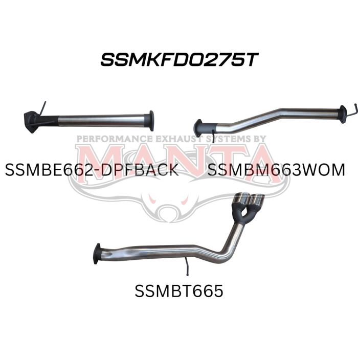 Manta - Next Gen T6.2 Ranger V6 3in DPF Back, Twin Tip Side Exit - (SSMKFD0275T)