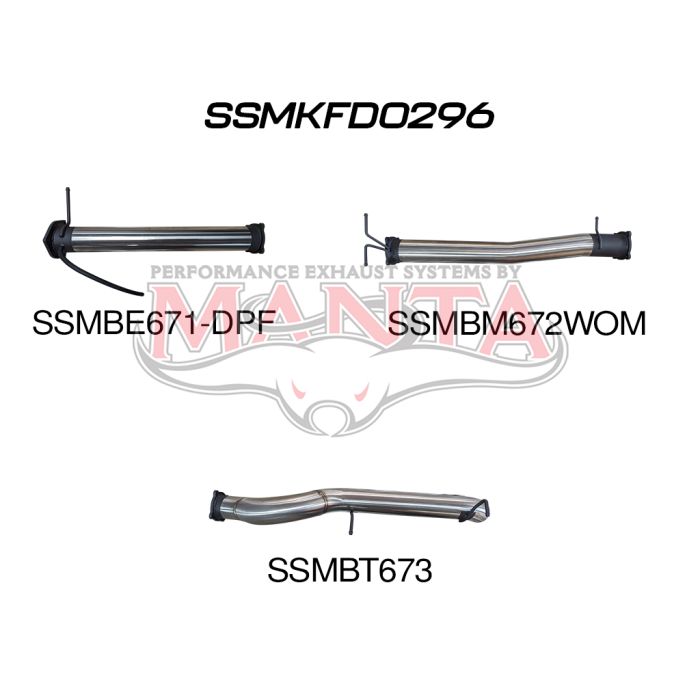 Manta - Next Gen T6.2 Ranger V6 4in DPF Back Without Centre Muffler - (SSMKFD0296)