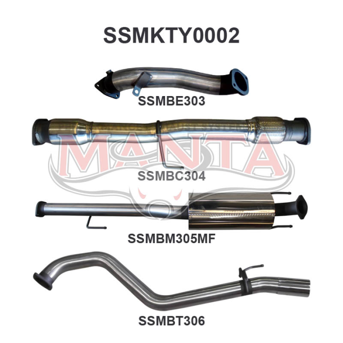 Manta - Hilux KUN26R 3.0L D4D 3in Muffler With Cat - (SSMKTY0002)