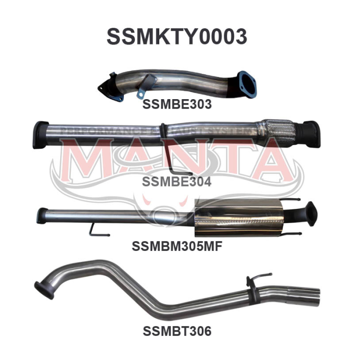 Manta - Hilux KUN26R 3.0L D4D 3in Muffler Without Cat - (SSMKTY0003)