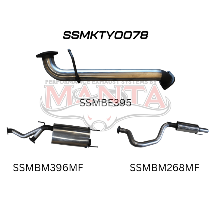 Manta - UZJ100 LANDCRUISER 4.7L V8 3in CAT-BACK EXHAUST WITH CENTRE & REAR MUFFLER - (SSMKTY0078)
