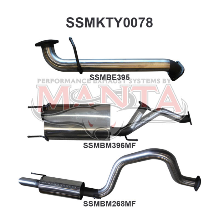 Manta - UZJ100 LANDCRUISER 4.7L V8 3in CAT-BACK EXHAUST WITH CENTRE & REAR MUFFLER - (SSMKTY0078)