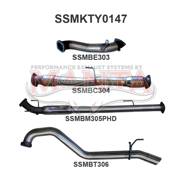 Manta - Hilux KUN26R 3.0L D4D 3in Hotdog With Cat - (SSMKTY0147)