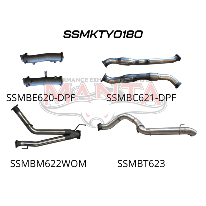 Manta - Toyota Landcruiser VDJ200 V8 DPF 3in Dual Turbo Back With Cats, NO MUFFLERS, 4in Tailpipe Exit - (SSMKTY0180)