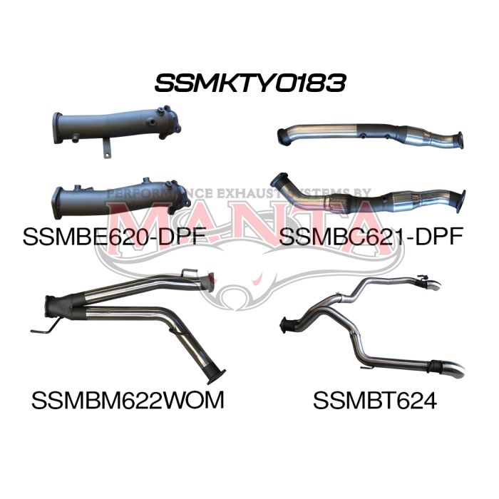 Manta - Toyota Landcruiser VDJ200 V8 DPF 3in Dual Turbo Back With Cats, NO MUFFLERS, Exit L&R - (SSMKTY0183)