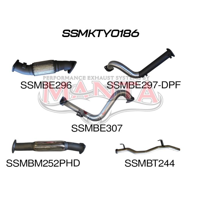 Manta - Toyota Landcruiser VDJ78 V8 Troopy 3in Turbo Back With Cat & Hotdog, DPF model - (SSMKTY0186)