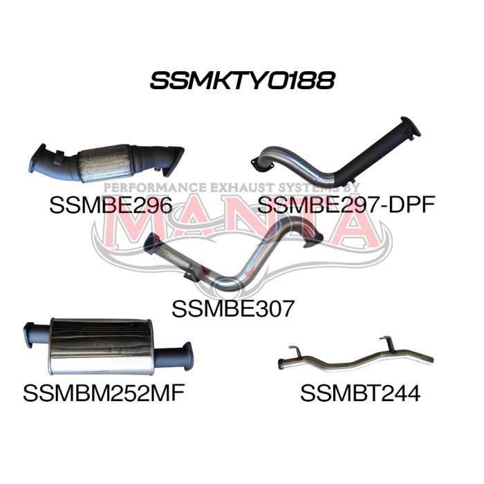 Manta - Toyota Landcruiser VDJ78 V8 Troopy 3in Turbo Back No Cat, with Muffler, DPF model - (SSMKTY0188)