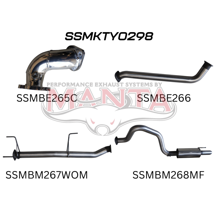 Manta - HDJ100 4.2L TD WAGON 3in WITHOUT CENTRE MUFFLER & WITH REAR MUFFLER - (SSMKTY0298)
