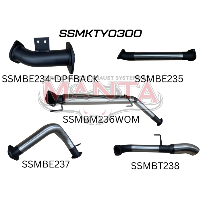 Manta - TOYOTA LANDCRUISER 300 SERIES V6 3IN DPF BACK WITHOUT MUFFLERS, CHROME 4IN TIP - (SSMKTY0300)