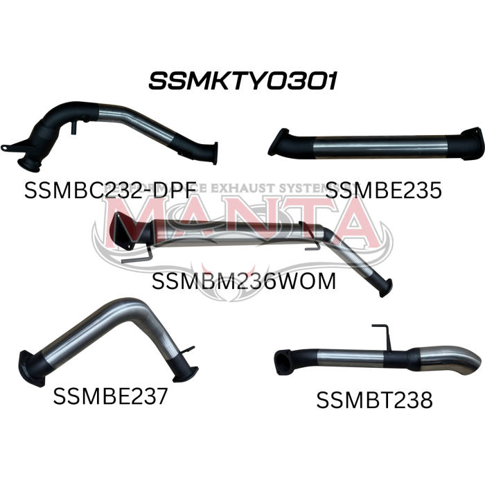 Manta - TOYOTA LANDCRUISER 300 SERIES V6 3IN TURBO BACK WITH CAT & WITHOUT MUFFLERS, CHROME 4IN TIP - (SSMKTY0301)