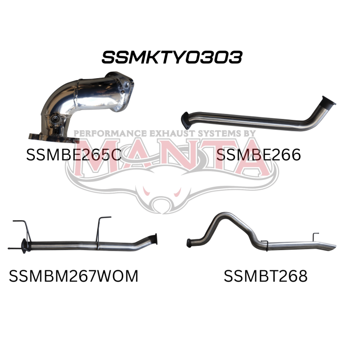 Manta - HDJ100 4.2L TD WAGON 3in WITHOUT CENTRE MUFFLER & WITH REAR TAIL - (SSMKTY0303)