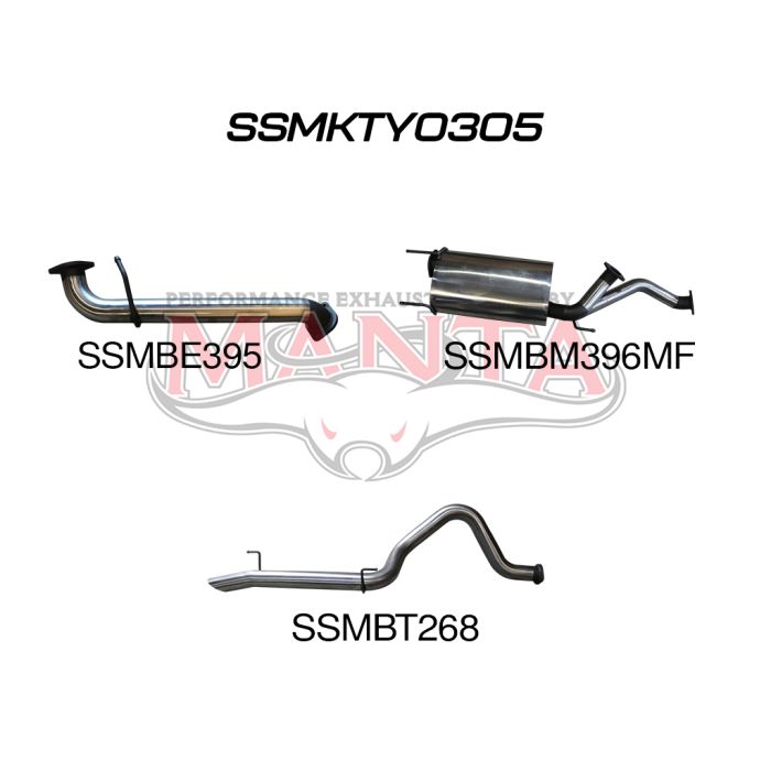 Manta - UZJ100 LANDCRUISER 4.7L V8 3in CAT-BACK EXHAUST WITH CENTRE MUFFLER & REAR TAILPIPE - (SSMKTY0305)