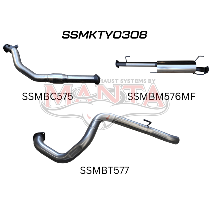 Manta - KDJ120, 150 PRADO 3.0L D4D 3in WITH CAT & WITHOUT REAR MUFFLER - (SSMKTY0308)