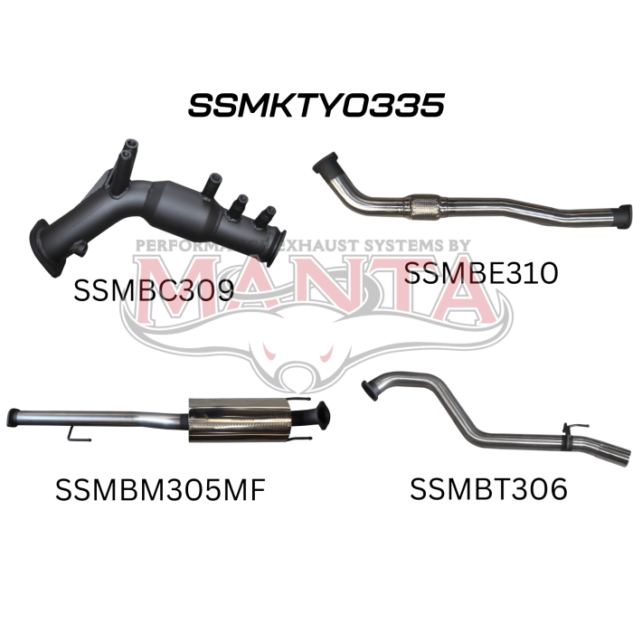 Manta - HILUX GUN125R 2.4L Turbo Back 3in Muffler With Cat - (SSMKTY0335)