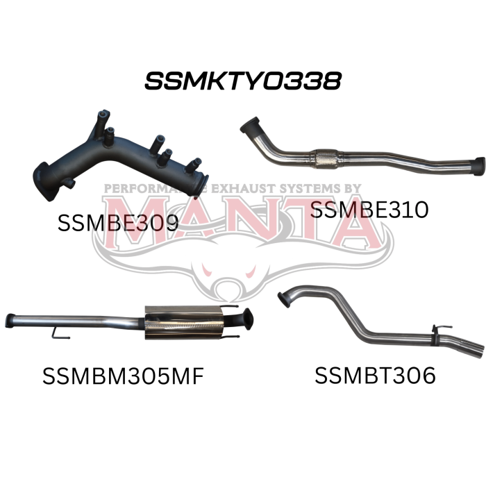 Manta - HILUX GUN125R 2.4L Turbo Back 3in Muffler NO Cat - (SSMKTY0338)