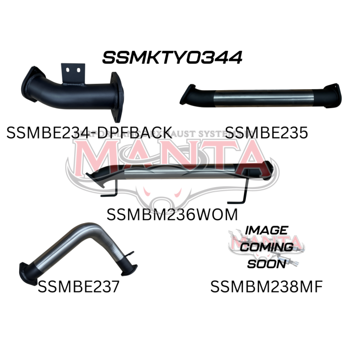 Manta - TOYOTA LANDCRUISER 300 SERIES V6 3IN DPF BACK WITH REAR MUFFLER, 4IN DUMP TIP - (SSMKTY0344)