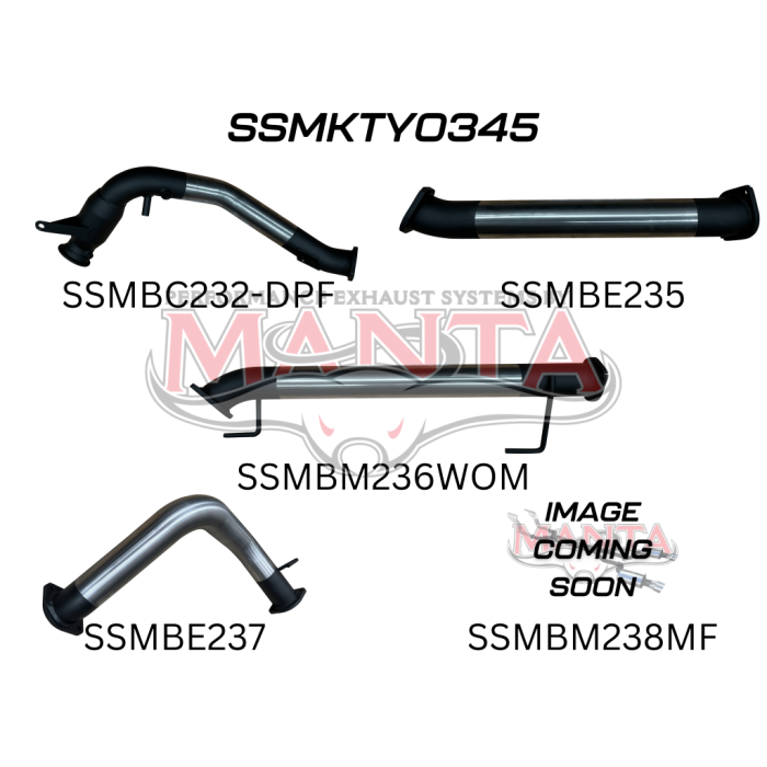 Manta - TOYOTA LANDCRUISER 300 SERIES V6 3IN TURBO BACK WITH CAT & WITH REAR MUFFLER, 4IN DUMP TIP - (SSMKTY0345)