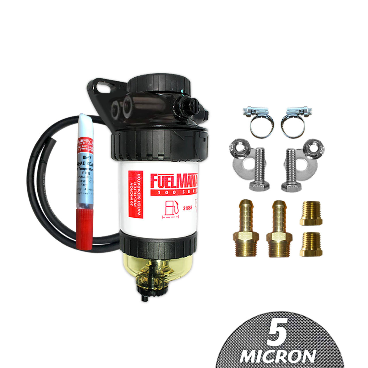 5 Micron Pre Filter Water Separator Kit suits 4WD Diesel - Fuel Manager FM706DPK