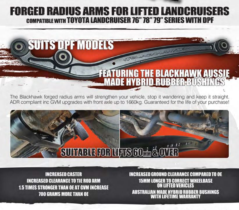 Blackhawk Forged Radius arms Toyota Landcruiser 76 78 79 series