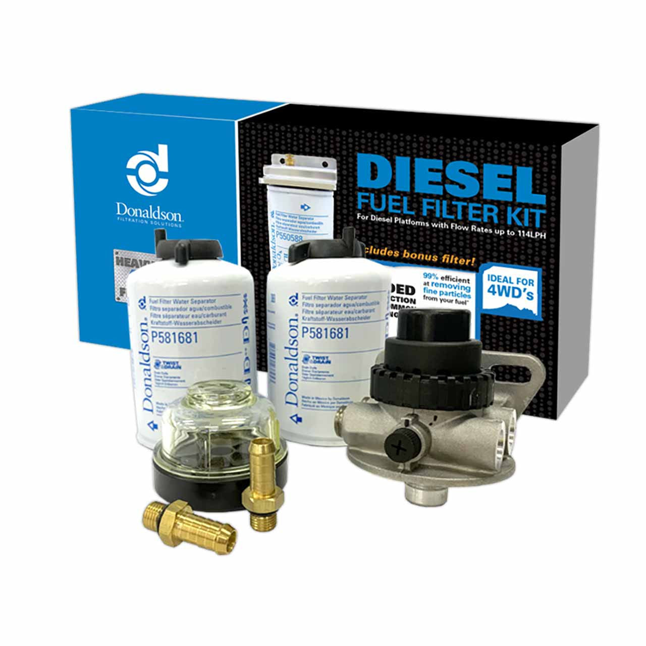 X900167 Diesel Fuel Filter Kit with Priming Pump 3 Micron Flow Rates max.220lph