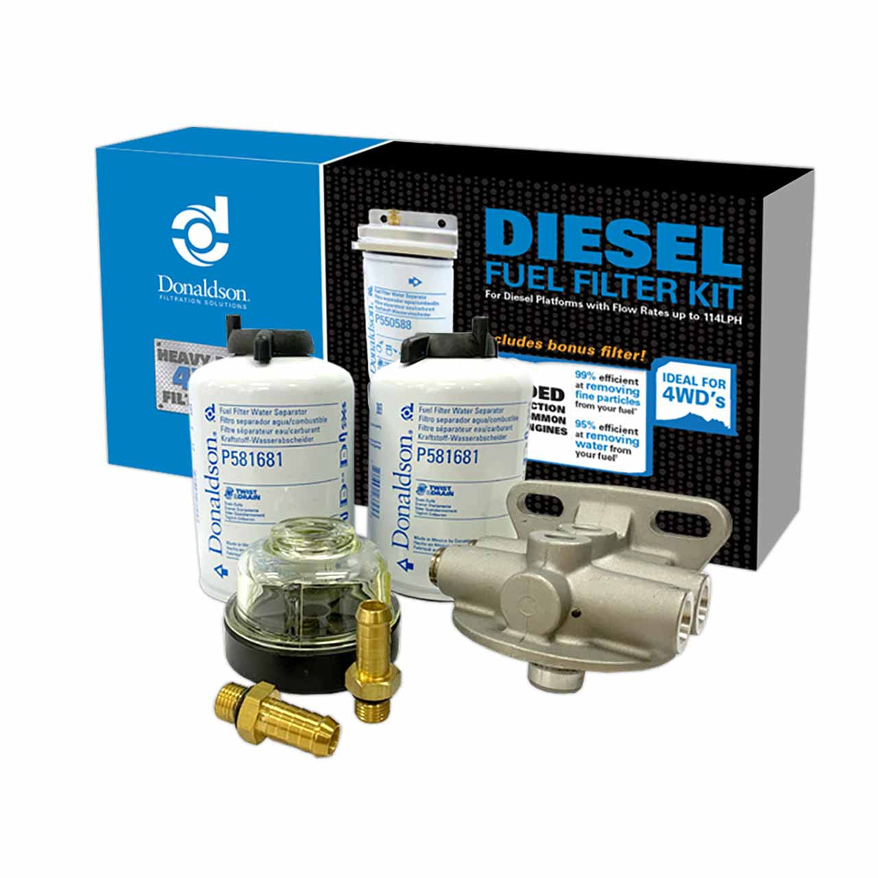 X900169 Donaldson Diesel Fuel Filter Kit 3 Micron High Efficiency Flow Rates 245lph